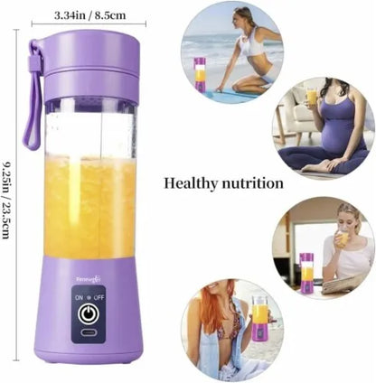 USB Rechargeable Portable Juicer Blender – 6 Blades Mini Electric Blender 380ML Food Grade Bottle, Personal Fruit Juicer Cup Machine with One Touch Double Click Start