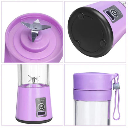 USB Rechargeable Portable Juicer Blender – 6 Blades Mini Electric Blender 380ML Food Grade Bottle, Personal Fruit Juicer Cup Machine with One Touch Double Click Start
