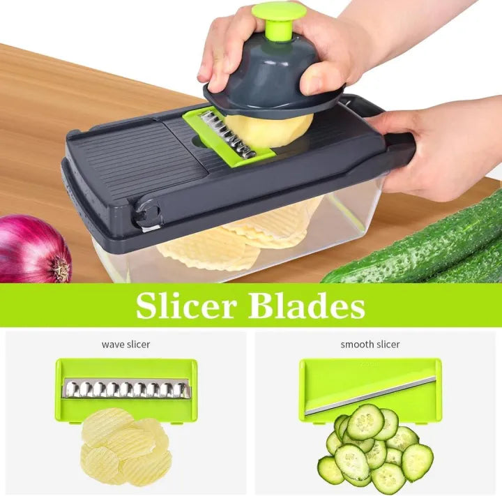 16-Piece Vegetable Cutter with Chopping Blades Set &14/16 Pcs/Set Slicer Kitchen Multifunctional Vegetable Cutter Dicer Shredder, A Variety of Blades Can Be Changed