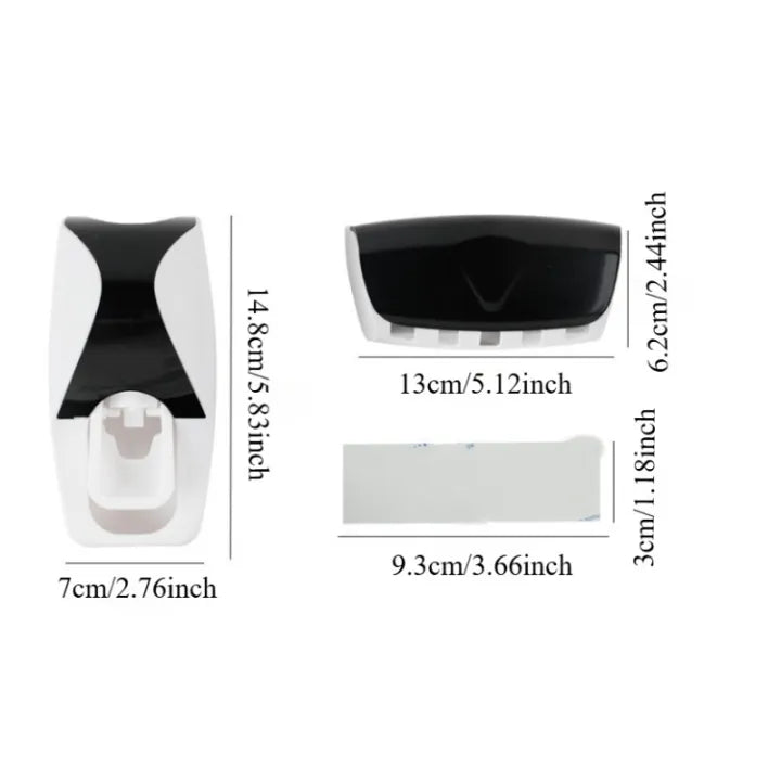Dispenser With Tooth Brush Holder For Homes And Bathrooms &Best Quality Set of Toothpaste Dispenser & Brush Holder - Plastic Automatic Toothpaste